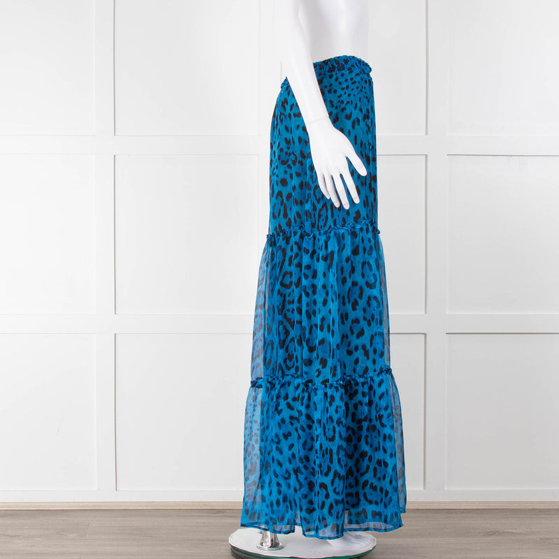 Ridley Blue Black Animal Print Silk Skirt