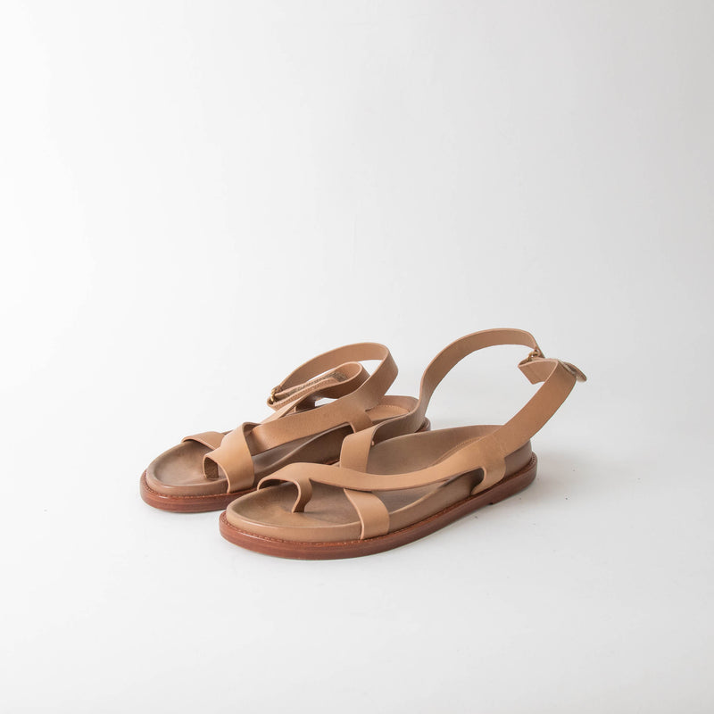 Porte & Paire The Frankie Shop Tan Leather Flat Sandals