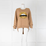 Markus Lupfer Brown Jumper with Sequin Lips