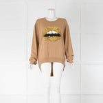Markus Lupfer Brown Jumper with Sequin Lips