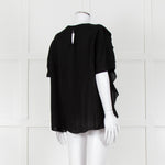 Louise Kennedy Black Frill Front Short Sleeve Blouse