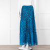 Ridley Blue Black Animal Print Silk Skirt