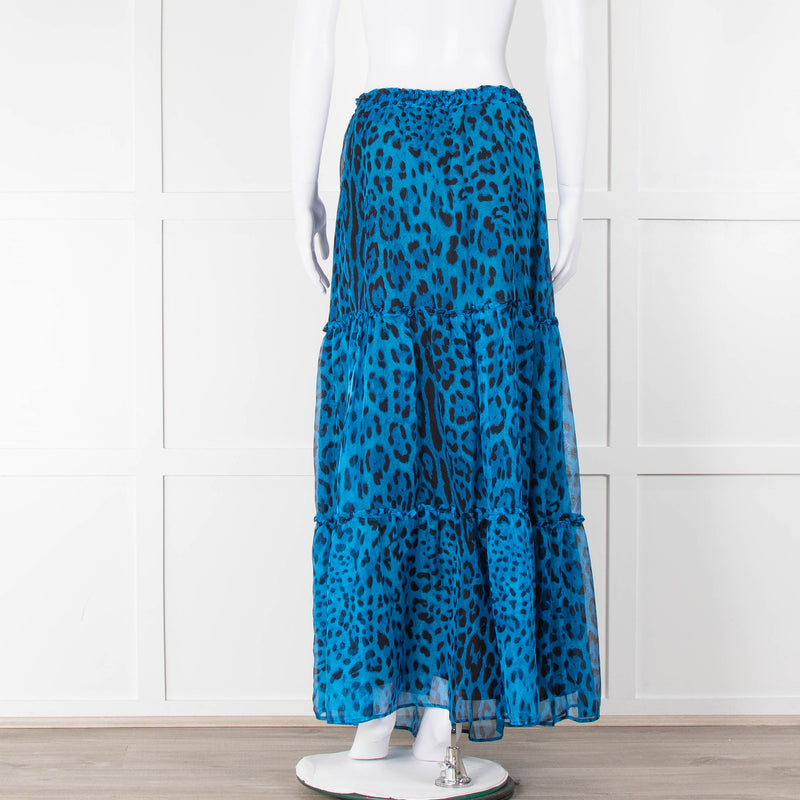 Ridley Blue Black Animal Print Silk Skirt