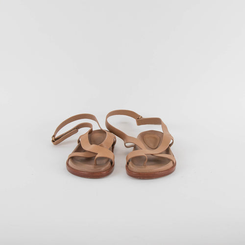 Porte & Paire The Frankie Shop Tan Leather Flat Sandals