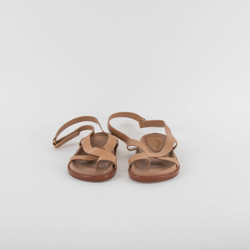 Porte & Paire The Frankie Shop Tan Leather Flat Sandals