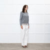 Peserico Grey Wool Beige Silk Trim Sweater