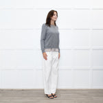 Peserico Grey Wool Beige Silk Trim Sweater