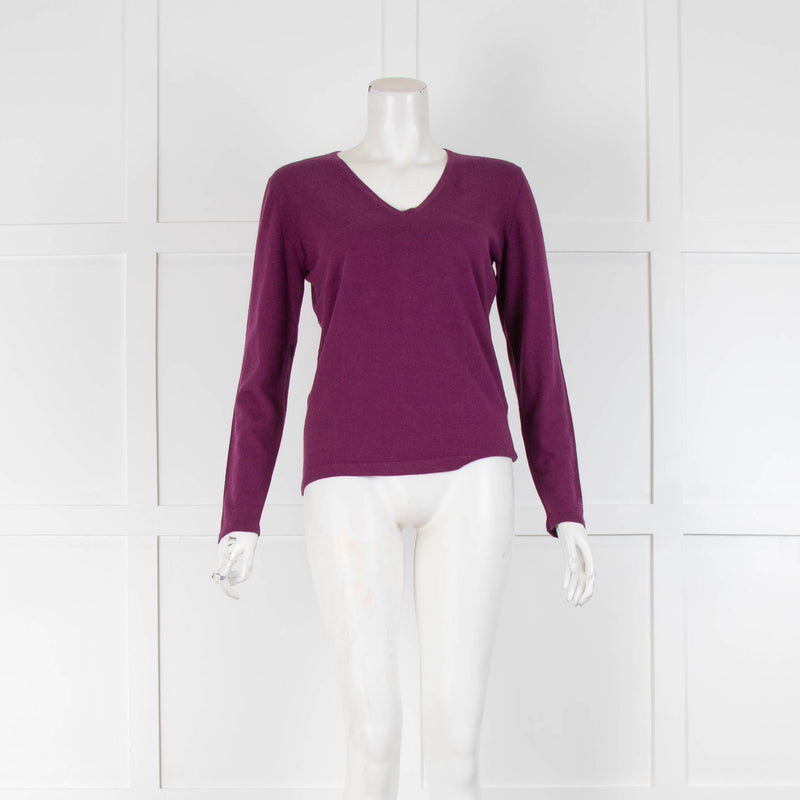 Silk And Cashmere Purple V Neck Sweater