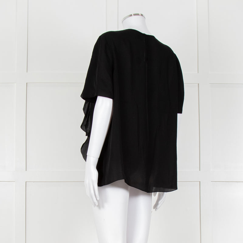 Louise Kennedy Black Frill Front Short Sleeve Blouse
