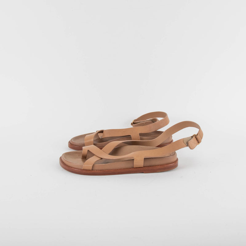 Porte & Paire The Frankie Shop Tan Leather Flat Sandals