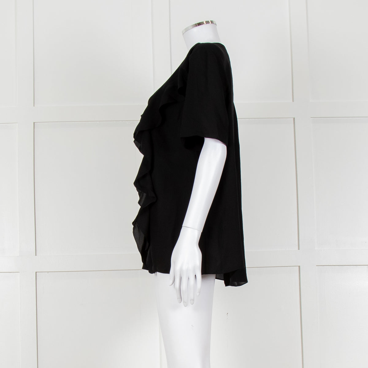Louise Kennedy Black Frill Front Short Sleeve Blouse