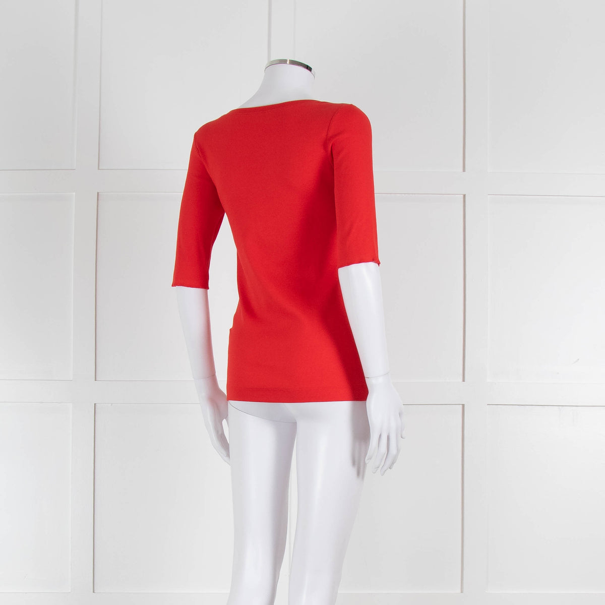 Marccain Red Ribbed 3/4 Length Sleeve T-Shirt