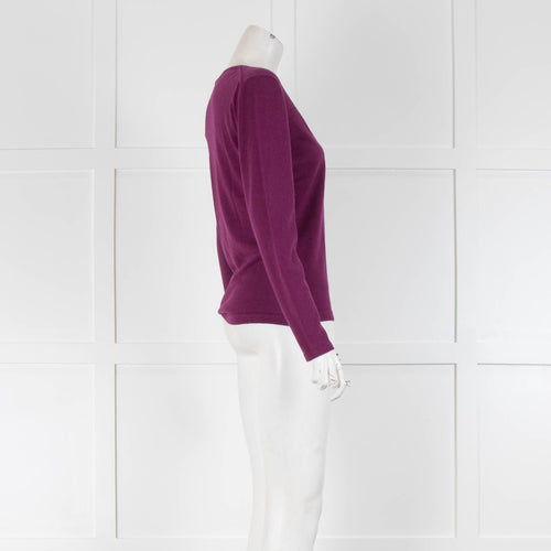 Silk And Cashmere Purple V Neck Sweater