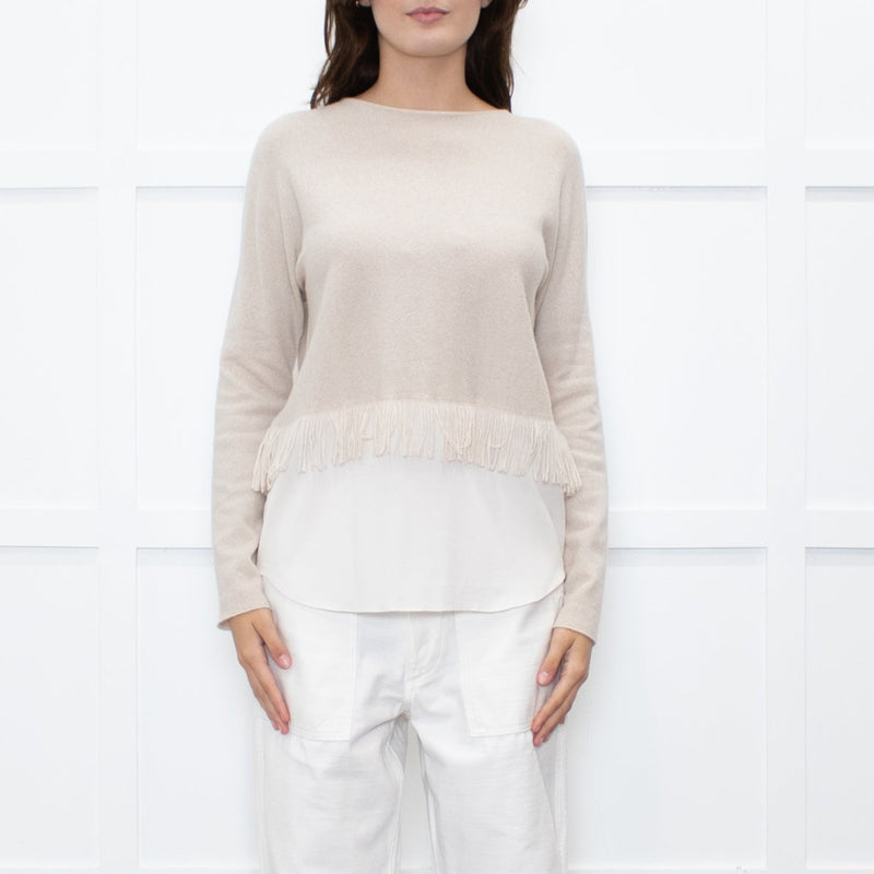 Fabiana Filippi Beige Cashmere Fringed Sweater