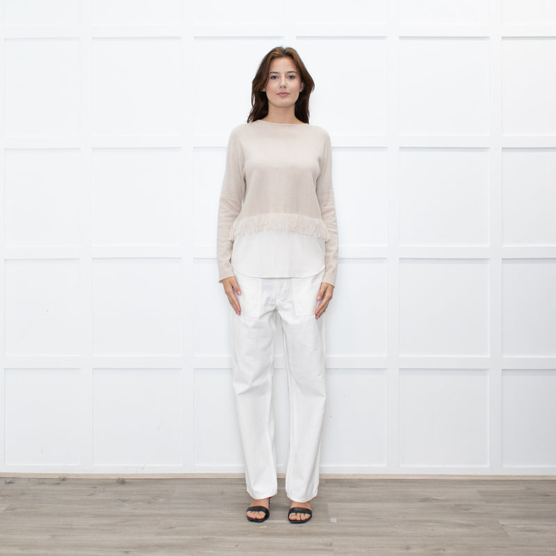 Fabiana Filippi Beige Cashmere Fringed Sweater