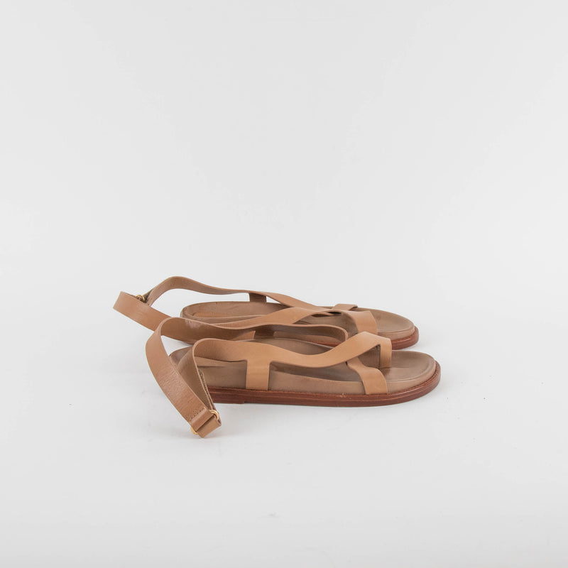 Porte & Paire The Frankie Shop Tan Leather Flat Sandals