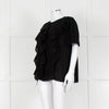 Louise Kennedy Black Frill Front Short Sleeve Blouse
