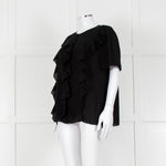 Louise Kennedy Black Frill Front Short Sleeve Blouse