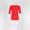 Marccain Red Ribbed 3/4 Length Sleeve T-Shirt