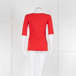 Marccain Red Ribbed 3/4 Length Sleeve T-Shirt