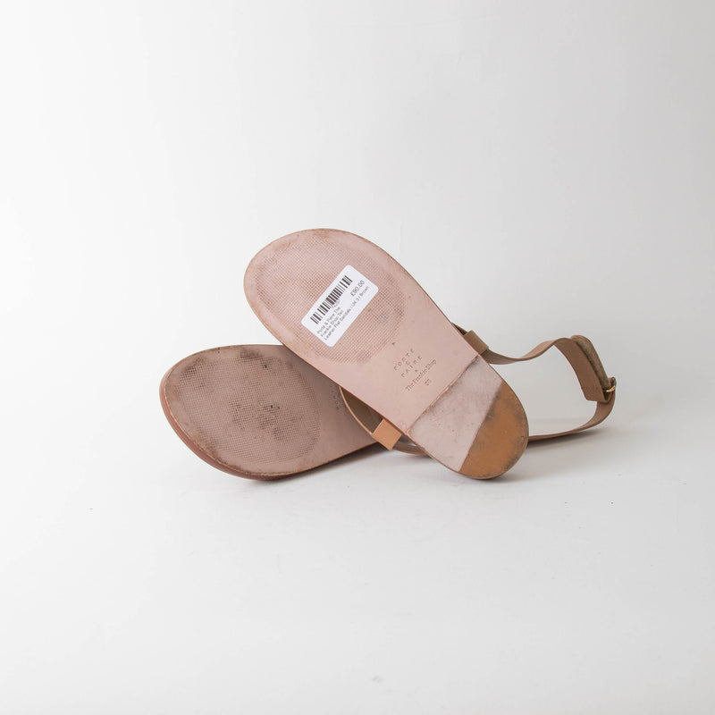 Porte & Paire The Frankie Shop Tan Leather Flat Sandals