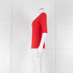 Marccain Red Ribbed 3/4 Length Sleeve T-Shirt