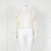 Fabienne Chapot Cream Ruffled Lace Insert Frilled Blouse