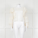Fabienne Chapot Cream Ruffled Lace Insert Frilled Blouse
