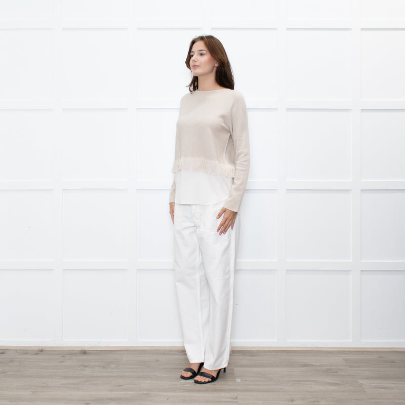 Fabiana Filippi Beige Cashmere Fringed Sweater