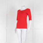 Marccain Red Ribbed 3/4 Length Sleeve T-Shirt