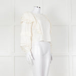 Fabienne Chapot Cream Ruffled Lace Insert Frilled Blouse