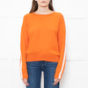 Iris Orange Cream Cashmere Stripe Sleeve Detail Jumper