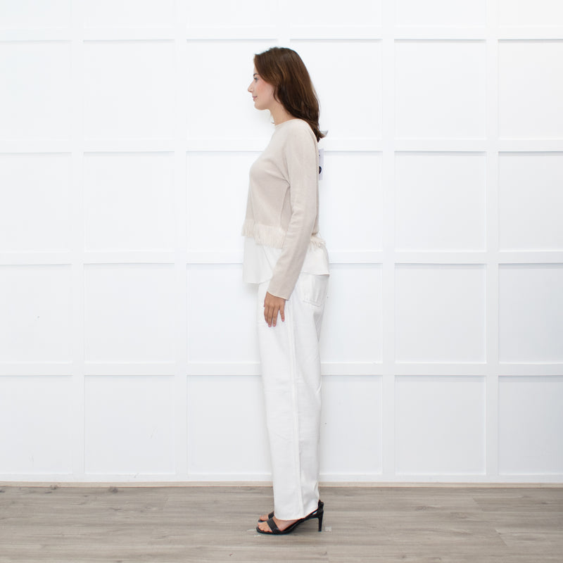 Fabiana Filippi Beige Cashmere Fringed Sweater