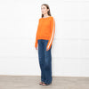 Iris Orange Cream Cashmere Stripe Sleeve Detail Jumper