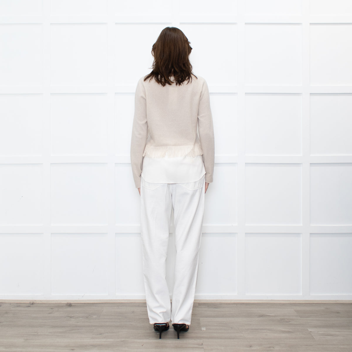 Fabiana Filippi Beige Cashmere Fringed Sweater
