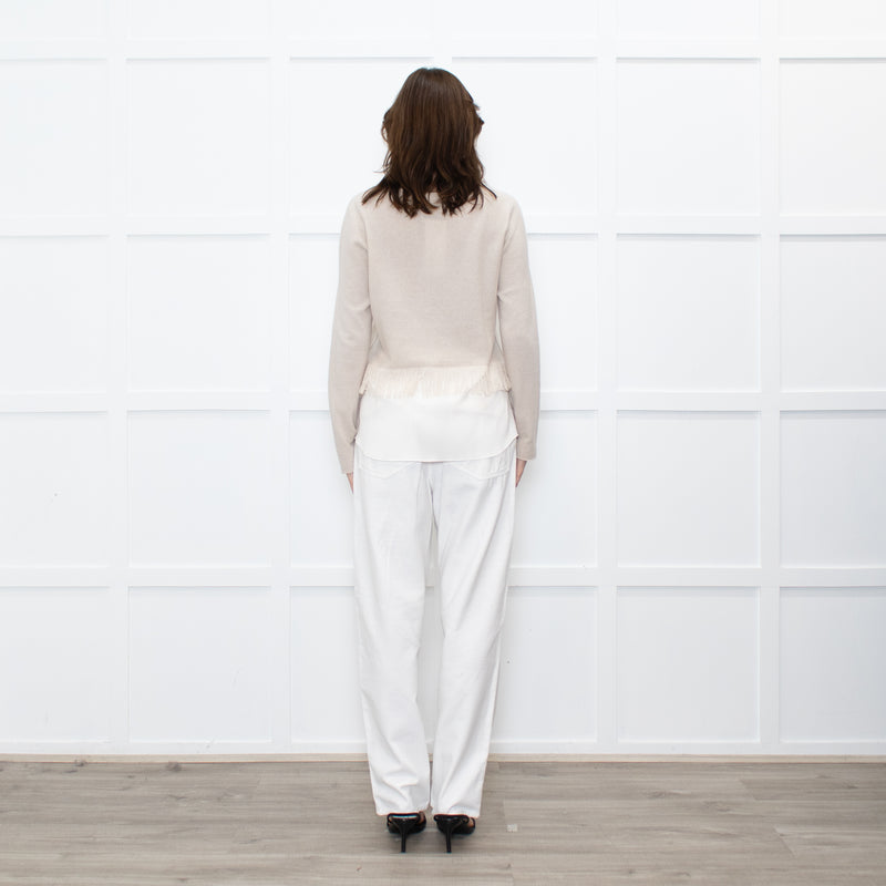 Fabiana Filippi Beige Cashmere Fringed Sweater