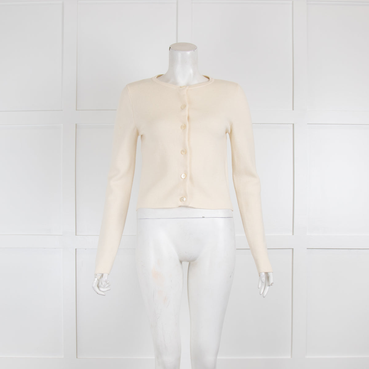 Boutique Moschino Cream Wool Cropped Cardigan