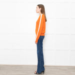 Iris Orange Cream Cashmere Stripe Sleeve Detail Jumper