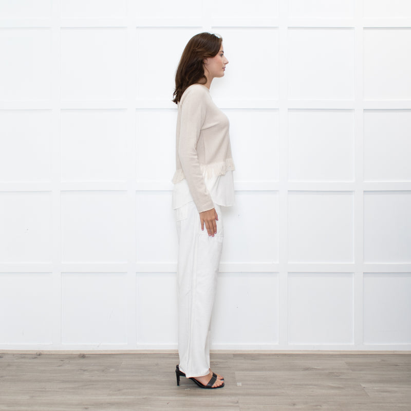 Fabiana Filippi Beige Cashmere Fringed Sweater