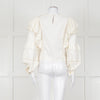 Fabienne Chapot Cream Ruffled Lace Insert Frilled Blouse