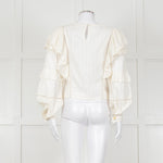 Fabienne Chapot Cream Ruffled Lace Insert Frilled Blouse