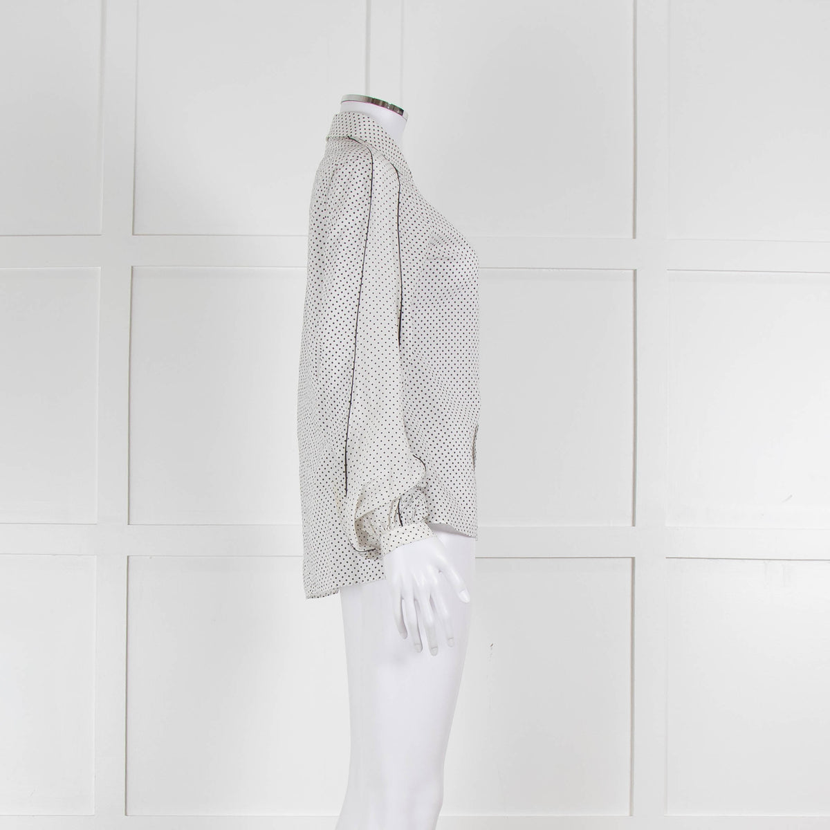 Dorothee Schumacher White Sheer Cotton Shirt with Micro Polka Dots