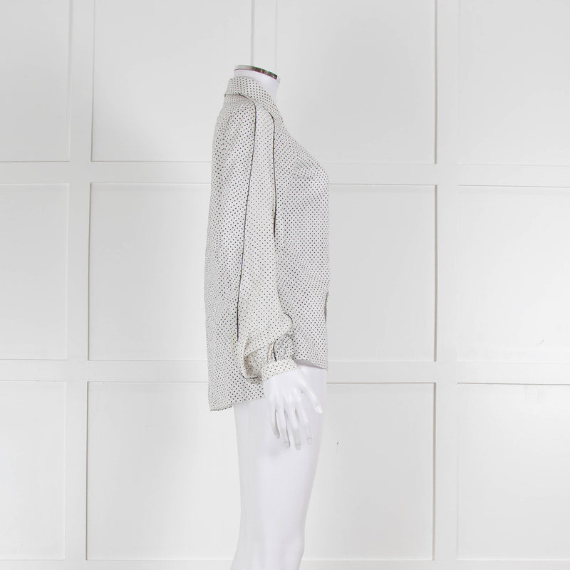 Dorothee Schumacher White Sheer Cotton Shirt with Micro Polka Dots