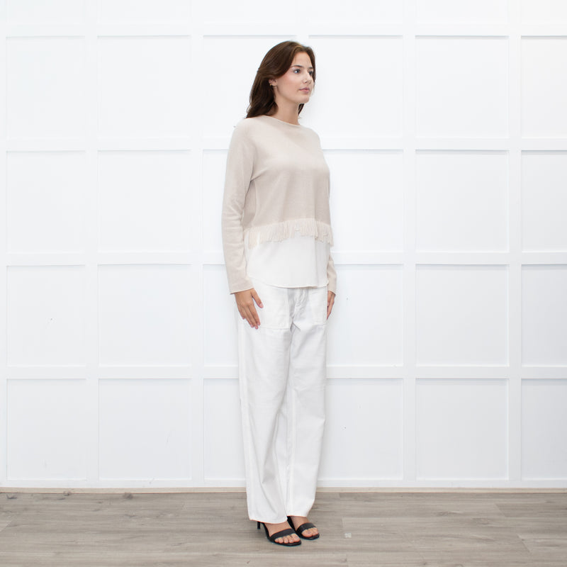 Fabiana Filippi Beige Cashmere Fringed Sweater