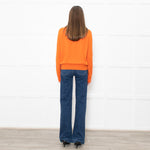 Iris Orange Cream Cashmere Stripe Sleeve Detail Jumper
