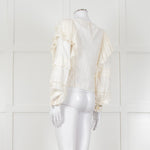 Fabienne Chapot Cream Ruffled Lace Insert Frilled Blouse