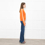 Iris Orange Cream Cashmere Stripe Sleeve Detail Jumper