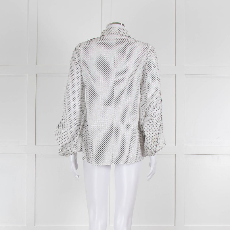 Dorothee Schumacher White Sheer Cotton Shirt with Micro Polka Dots