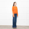 Iris Orange Cream Cashmere Stripe Sleeve Detail Jumper