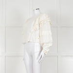 Fabienne Chapot Cream Ruffled Lace Insert Frilled Blouse